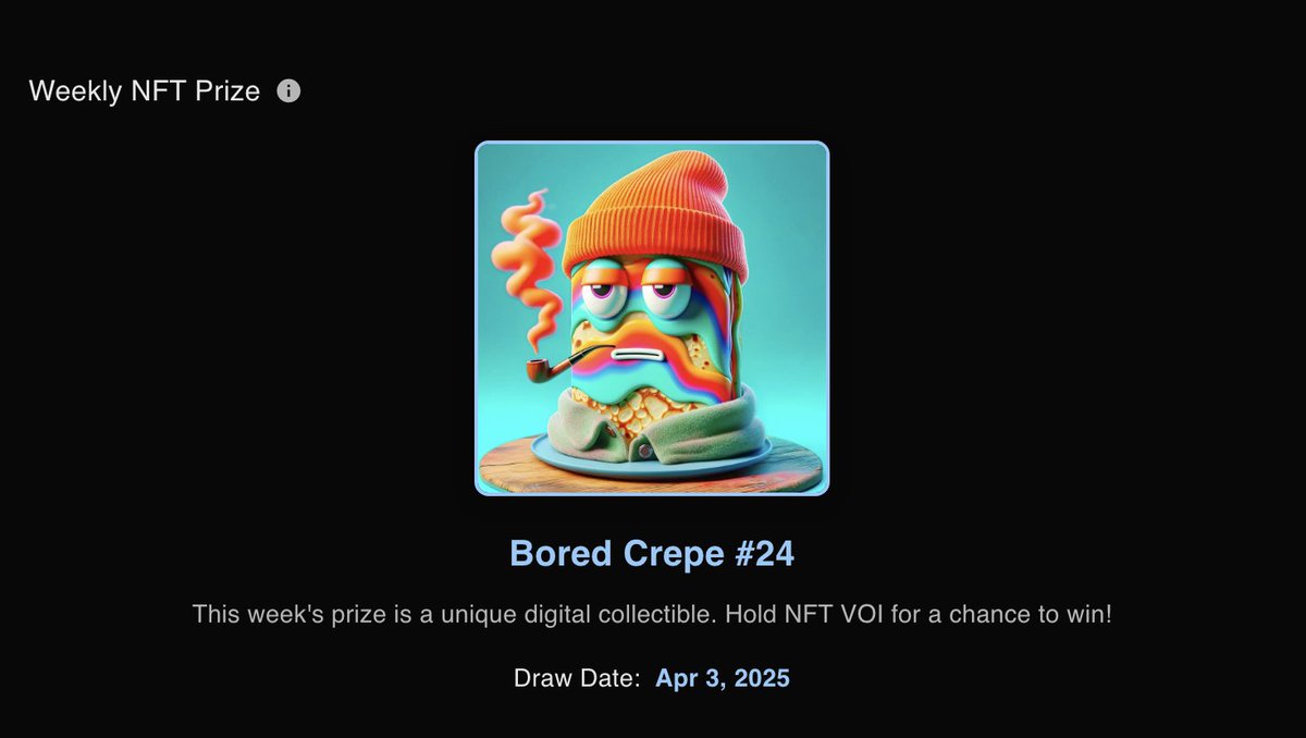 NicholasShella2's tweet photo. 🚨 Big deal alert: The next NFT drawing is 🔥 Bored Crepe #24.
Enter here 👉 Hold NFT Voi to win: https://t.co/pl38mVpsbN
#NFTDrawing #BoredCrepe24 #NFTVoi https://t.co/AIIiUBX87j