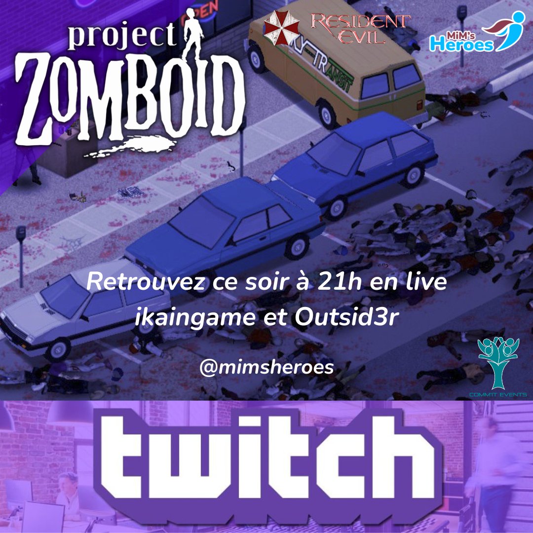 Retrouvez <a href="/IkaInGame/">Mary Steewe</a>  ce soir en live en compagnie de Outsid3r sur "Project Zomboid" mod map #ResidentEvil sur la chaîne twitch <a href="/mimsheroes/">MiM's Heroes</a>
N'hésitez pas à venir partager cette soirée avec eux.

twitch.tv/mimsheroes
