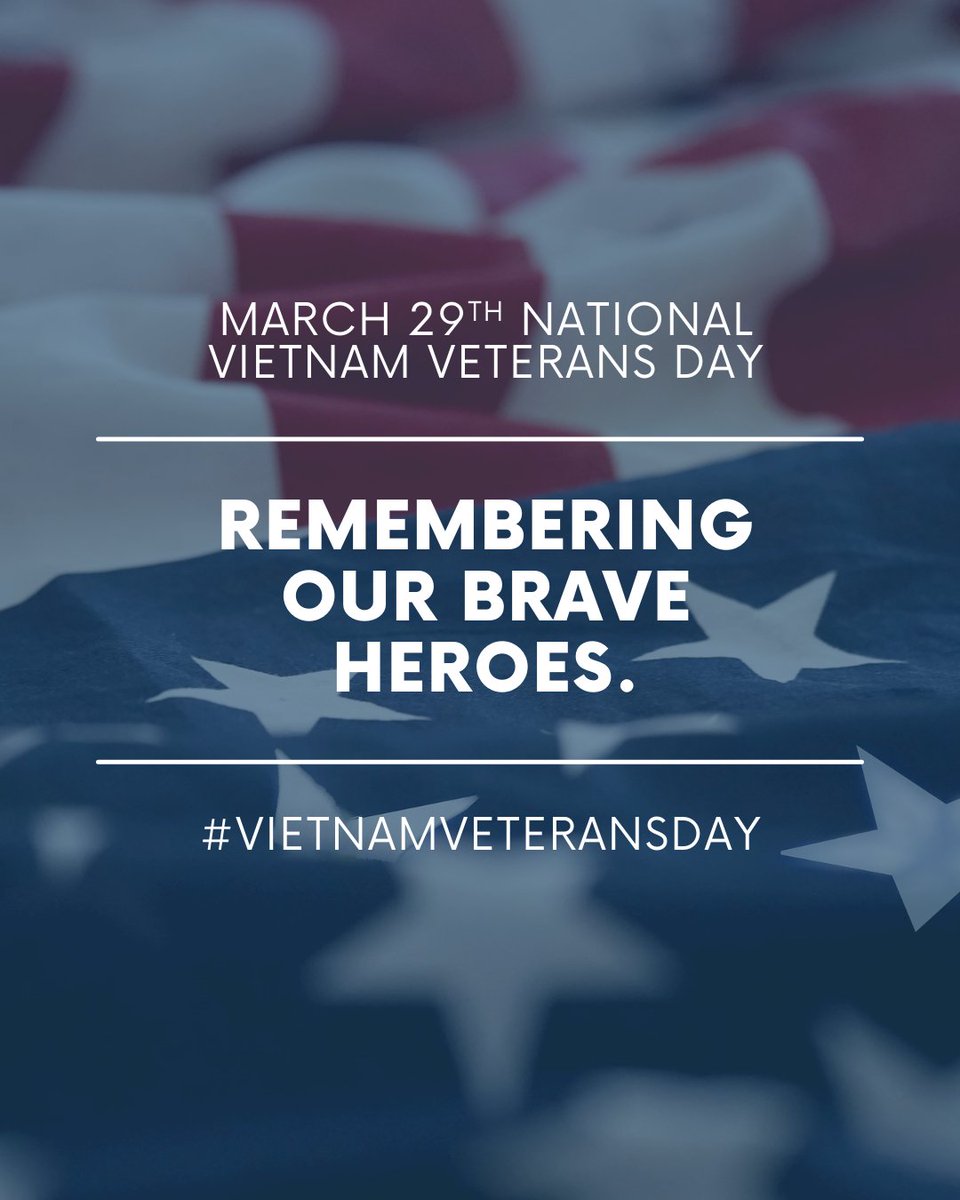 thevealliance's tweet photo. March 29th – Honoring Our Heroes

Today, we pause to recognize the brave men and women who served during the Vietnam War. To all our Vietnam Veterans — thank you for your service, your resilience, and your enduring leadership. https://t.co/7Rp2zgcbIB