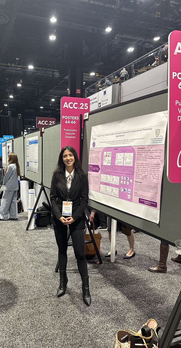 Proud moment! Presenting my research in <a href="/StavrosZanos/">Stavros Zanos</a> lab, on sex-related differences in FUS treatment in experimental PH. This project was funded by <a href="/KatzWomensHlth/">Katz Institute for Women's Health</a>, couldn’t be happier to see the impact of our joint efforts! <a href="/ACCinTouch/">American College of Cardiology</a> <a href="/NorthwellHealth/">Northwell Health</a>