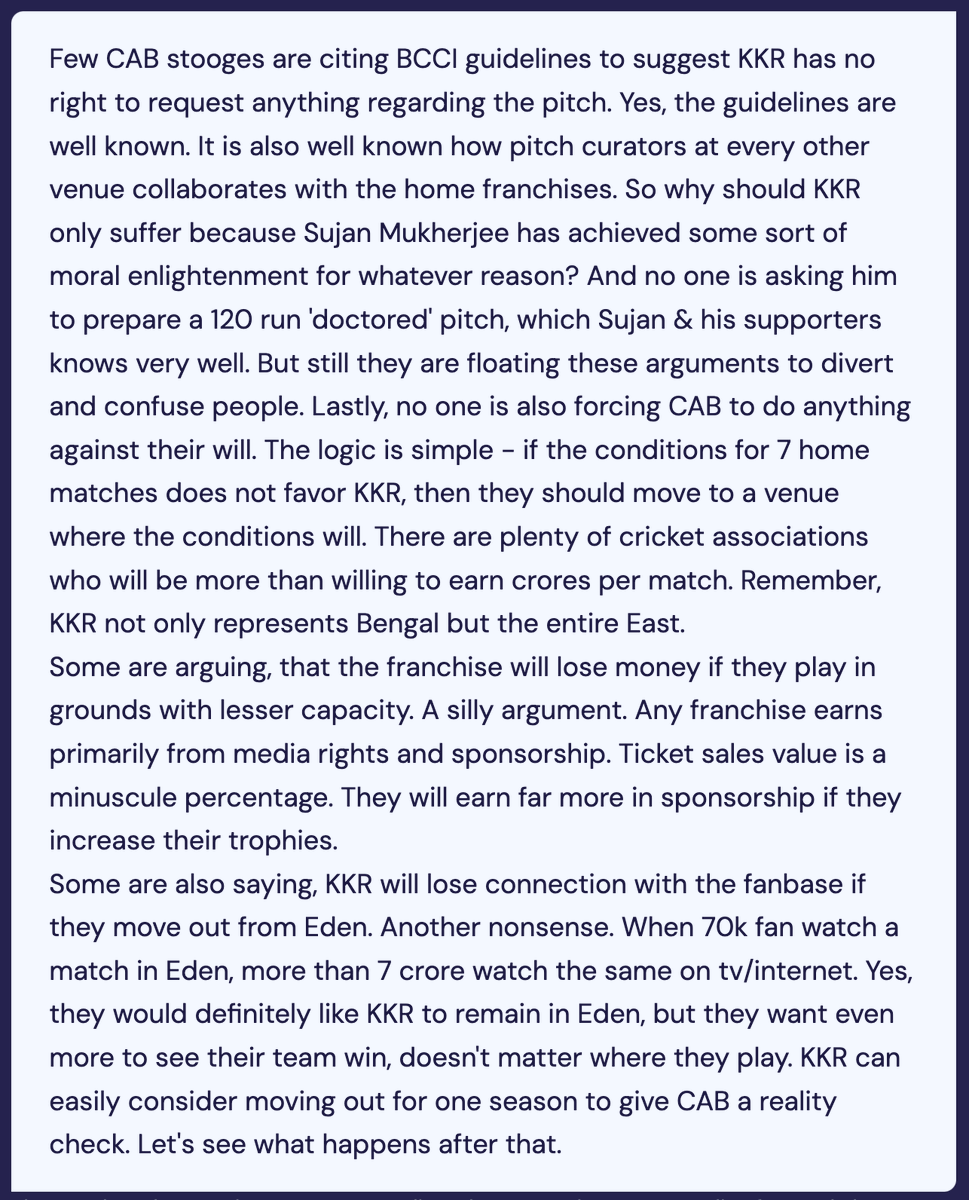 #ShameOnCAB #KKR #KolkataKnightRiders #KKRDeservesHomeAdvantage