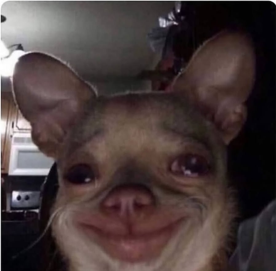 "Lächel doch mal"

Ich: