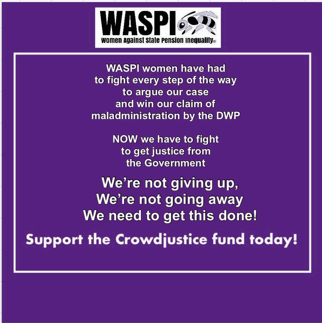 We were kicked into the long grass. Then our can was kicked down the road. Now we've been kicked in the teeth. Well, #WASPI women are kicking back. Please donate to our legal fighting fund today. We're so close to our target &amp; can reach it with your help👇
crowdjustice.com/case/waspijust…