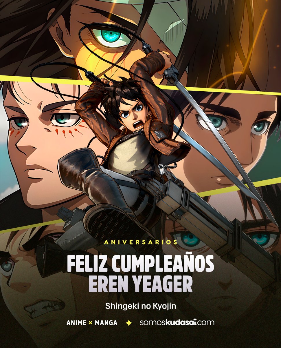 animetrends's tweet photo. 🎉 Happy Birthday, Eren Yeager! 

Anime: Shingeki no Kyojin. 
Seiyuu: Yuuki Kaji. https://t.co/5stMVTP1jp