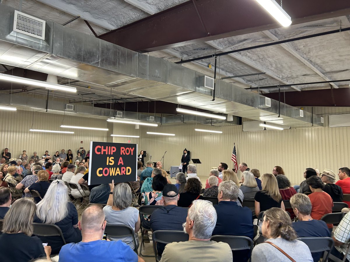 JDCocchiarella's tweet image. I can’t stop laughing @RepCasar is doing a town hall in Chip Roy’s district and brought a cardboard cut out because he’s too afraid to face his constituents