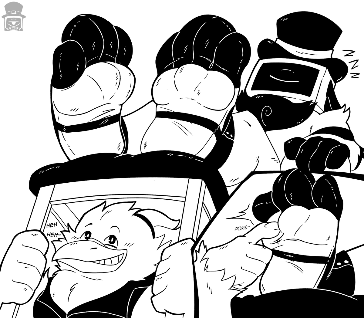 Seems Brinsar is taking advantage of Aiko's feets in a compromising position surely he wont mind a few pokes right? 

Wonderful commission from furaffinity.net/user/giantaiko