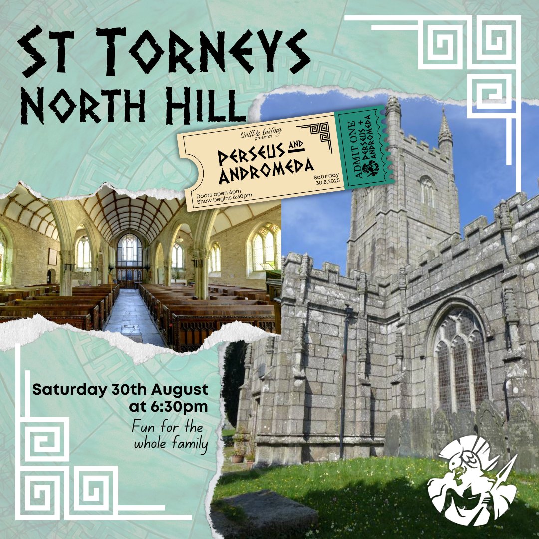 ⭐ Summer Tour Spotlight ⭐
The 20th and final stop on our tour of Perseus &amp; Andromeda is St Torney's Church, North Hill.
🎭 Saturday 30th August at 6:30pm
🎟️ ticketsource.com/quill-inkling
🔔 Book before midnight on 31st March with the code EARLY10 and pay just £10 for every ticket.