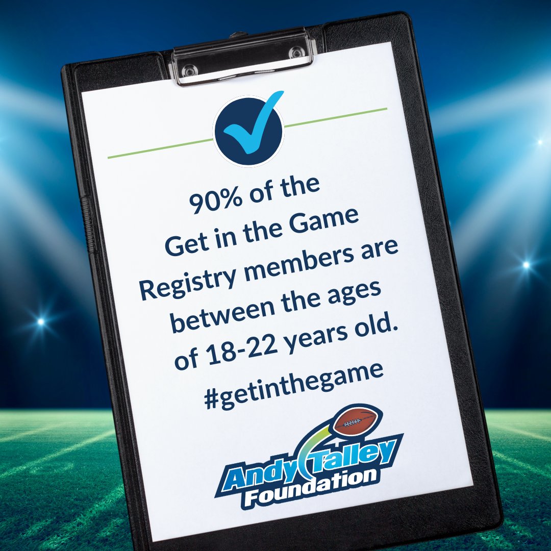 It's Stat-urday! Did you know that 90% of members listed on the Registry through our Get in the Game program are 18-22 years old? Young donors increase the likelihood of a successful transplant! Get involved to make a difference: talleybonemarrow.org/get-involved.