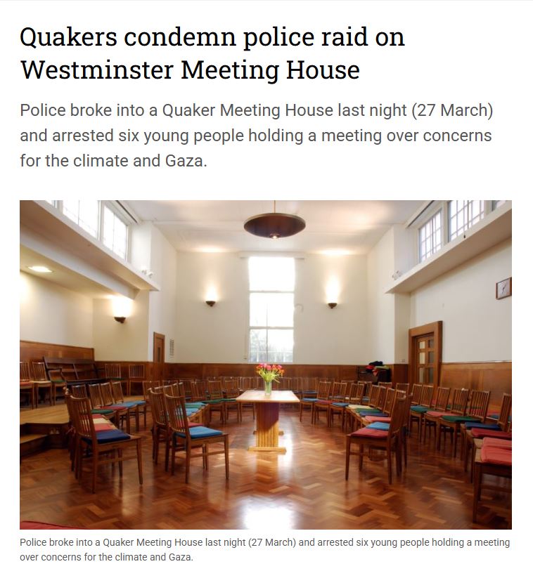 As an expert on poverty &amp; participatory governance, I've always admired UK Quakers. There are 475 local Quaker meetings, regional coordination &amp; national HQ. Overnight every meeting was alerted by email to the Met Police raid,  &amp; thousands of attendees. There will be a response.