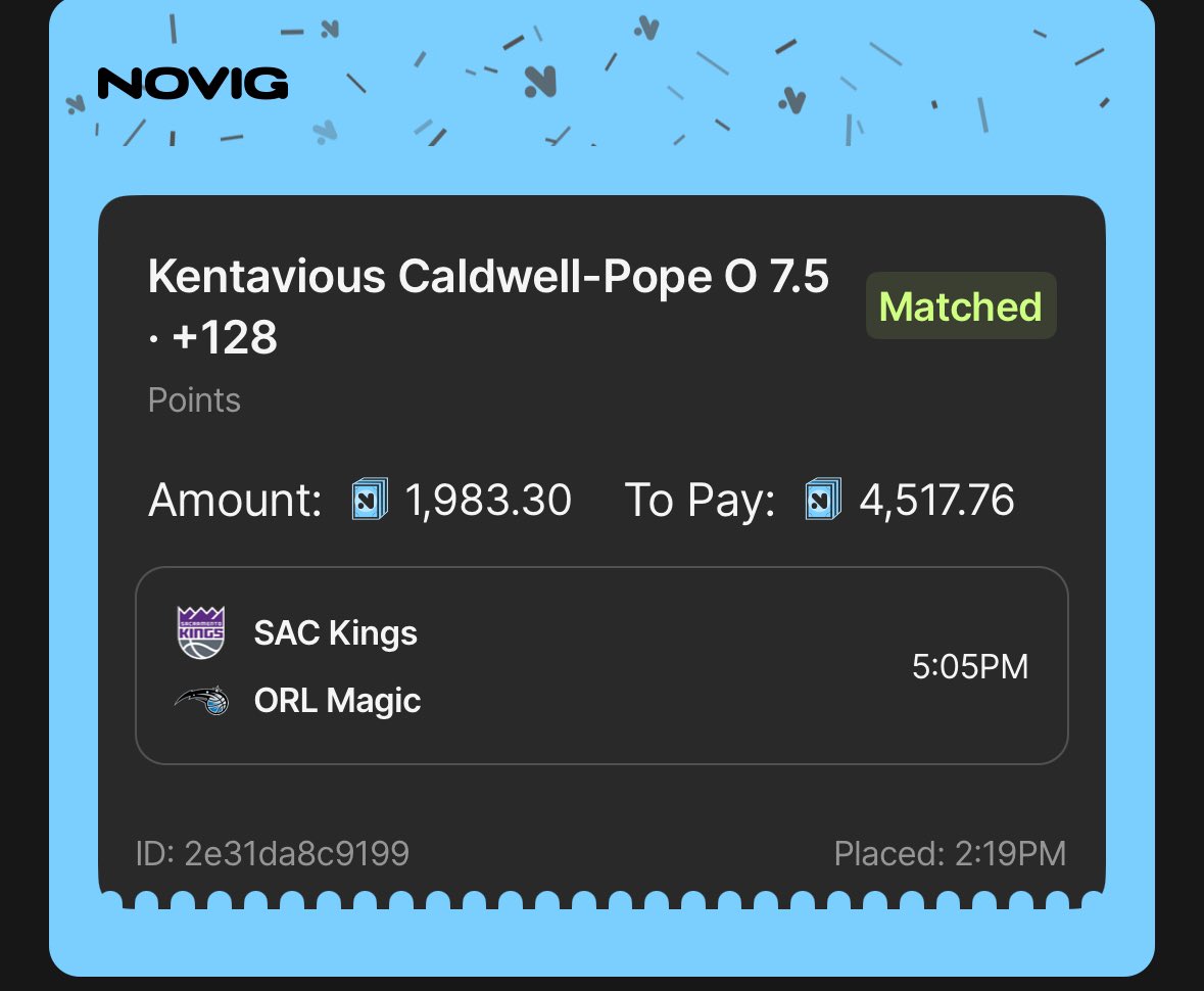 The_Arbitron's tweet image. BOYS….
Prepare yourselves…
🚨RISK FREE $535-$537‼️just locked in using @OddsJam!💰🤯🚨
@PlayProphetX / @novig_app
If KCP scores under 7.5 points we win the ProphetX bet and profit $537💰
If KCP scores over 7.5 points we win the Novig bet and profit $535💰
Either way,…