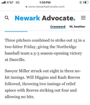 Pitched well in our season opener against danville yesterday. Excited for the rest of the season with the team.       
<a href="/avrabes/">Adam Vrable</a> <a href="/Coach_See/">Andrew See</a> <a href="/CoachGSalisbury/">Gerry Salisbury</a> <a href="/cmcwilliams05/">Canyon McWilliams</a> <a href="/Heenan_Hacks/">JT Heenan</a> <a href="/Alan_Sandberg13/">Alan Sandberg</a> <a href="/FauldsBryan/">Bryan Faulds</a> <a href="/JHaire03/">Justin Haire</a> <a href="/OEB2027s/">Ohio Elite 2027s</a> @TNewtz5 <a href="/BrockWright20/">Brock Wright</a> <a href="/BillyOConner_XU/">Billy O'Conner</a>