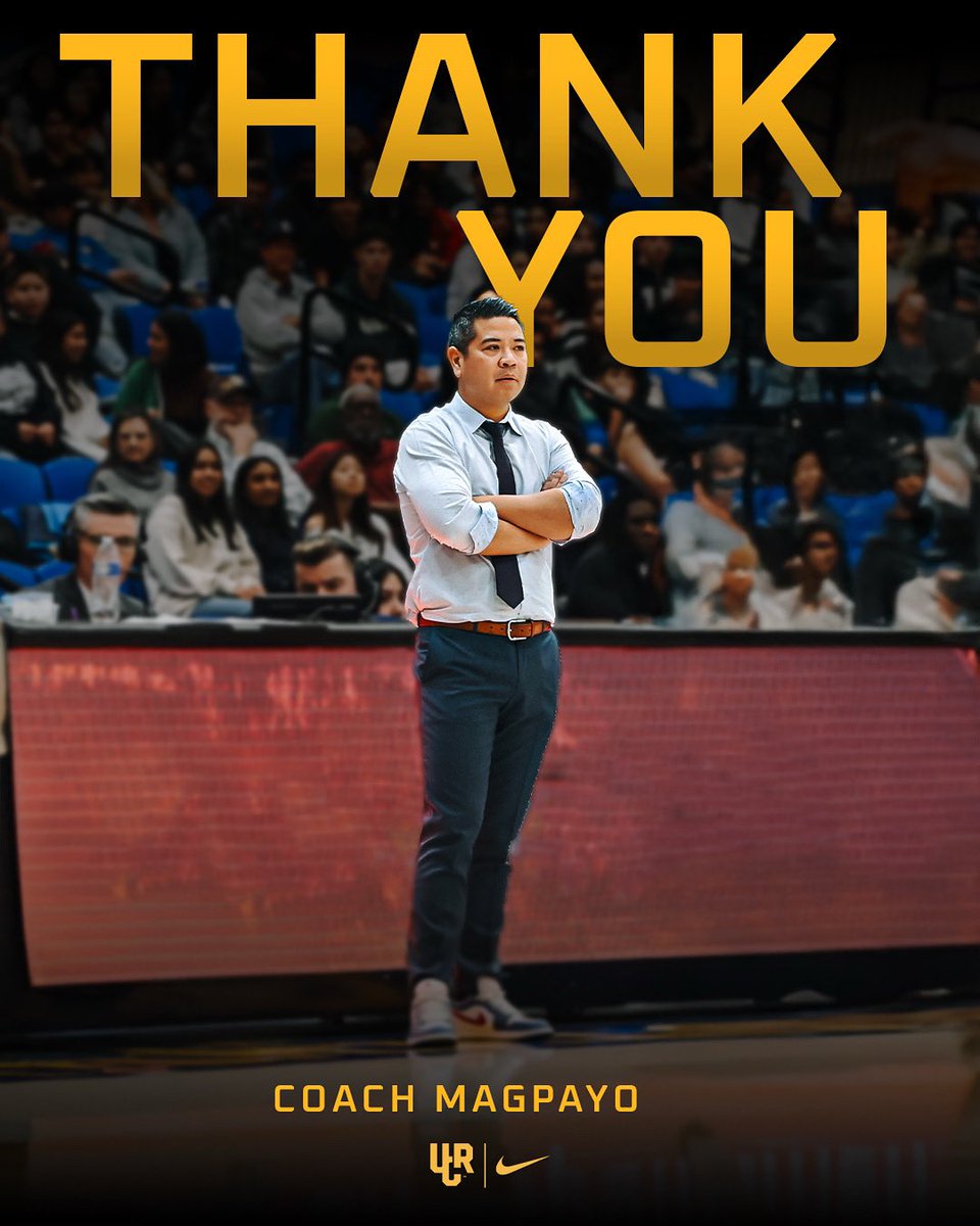 Thank you, Coach Magpayo, for your leadership, dedication, and impact on UCR Basketball—wishing you all the best in your next chapter!

Full story: bit.ly/42nBWgT

#GoHighlanders