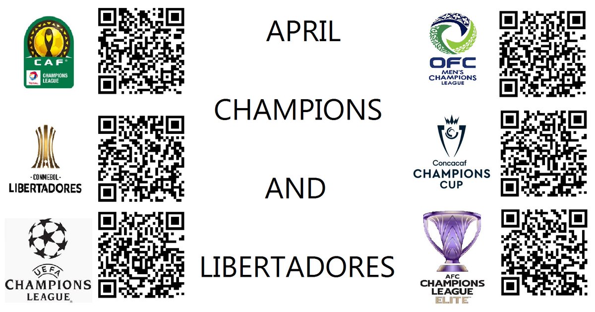 MundialesyCopas's tweet photo. Se viene Abril un mes a puro Futbol de Clubes
#TotalEnergiesCAFCL https://t.co/kT6eB3tcPw
#OFCCL #OMCL https://t.co/NXba2SmaXD
#Libertadores https://t.co/bFQLHJ47B5
#ConcaChampions https://t.co/xEEyFzGUeU
#UCL https://t.co/Iou2LQWVzT
#ACLElite https://t.co/jsidcO8oTc https://t.co/0brts2xVI1