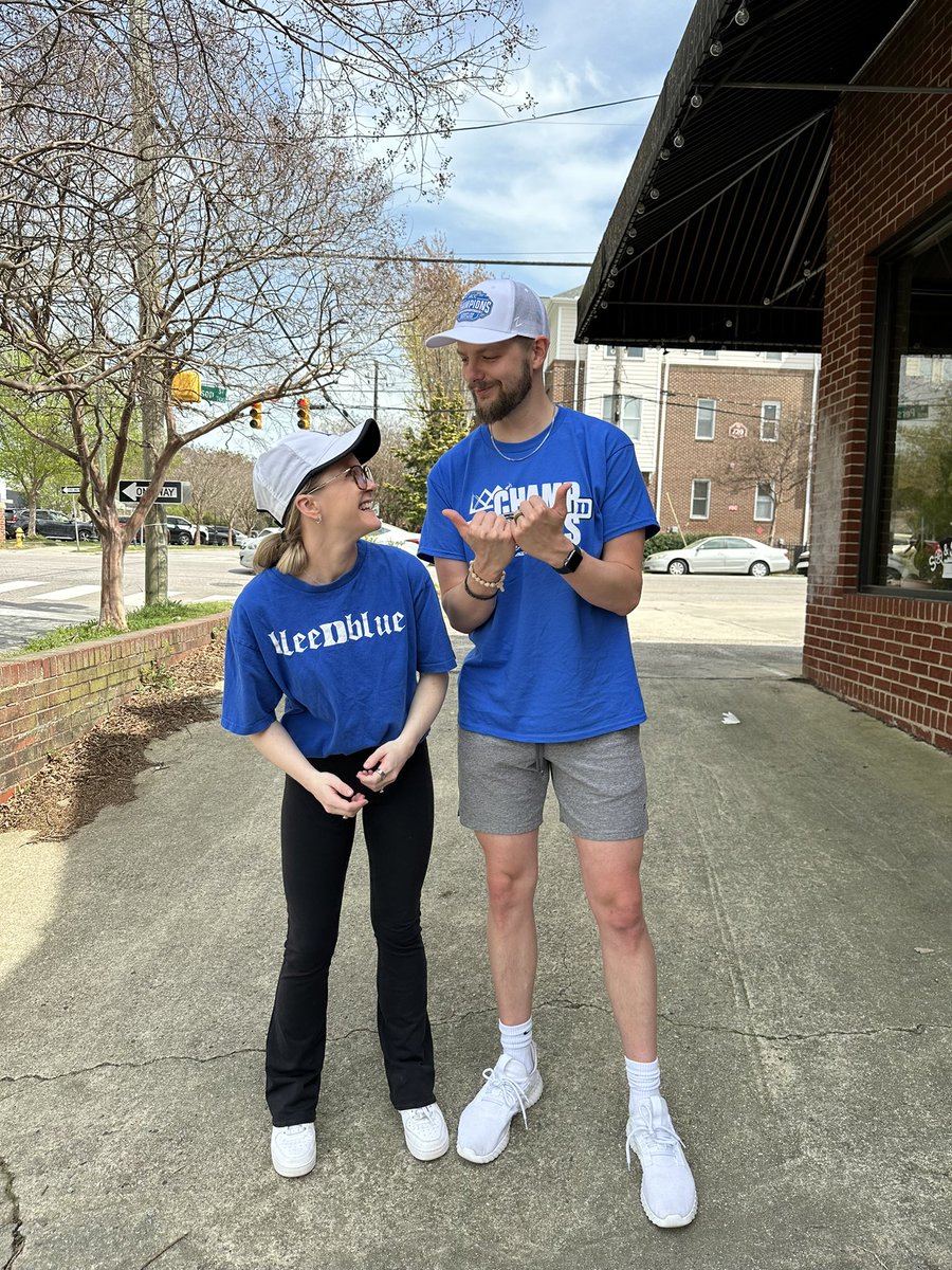 Wife &amp; I repping our <a href="/DukeMBB/">Duke Men’s Basketball</a> gear for game day! Go Duke!! 😈💙