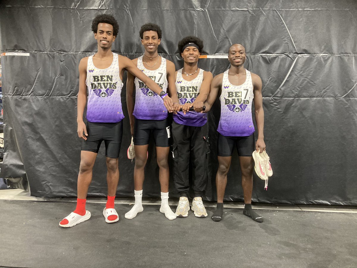 Ben Davis CC (@giantdistance) on Twitter photo 🚨🚨New School Record Alert 🚨🚨
DMR breaks a 13 year record going 10:37 for 14th at Indoor State!
Jr <a href="/elroe7_/">Elroe Tafese</a> 3:17.1 (03 PR!)
Sr D Crenshaw 51.9
Jr T Hailu 2:05.8
Jr <a href="/theminirunner/">aboubakar.ibrahim</a> 4:21 (ties PR!)
<a href="/BDtrack/">Mike Davidson</a> <a href="/GiantAthletics/">Ben Davis Giants</a> <a href="/WayneTwpSuper/">Dr. Jeff Butts</a> <a href="/BenDavisHS/">Ben Davis High School</a> 🚨🚨New School Record Alert 🚨🚨
DMR breaks a 13 year record going 10:37 for 14th at Indoor State!
Jr <a href="/elroe7_/">Elroe Tafese</a> 3:17.1 (03 PR!)
Sr D Crenshaw 51.9
Jr T Hailu 2:05.8
Jr <a href="/theminirunner/">aboubakar.ibrahim</a> 4:21 (ties PR!)
<a href="/BDtrack/">Mike Davidson</a> <a href="/GiantAthletics/">Ben Davis Giants</a> <a href="/WayneTwpSuper/">Dr. Jeff Butts</a> <a href="/BenDavisHS/">Ben Davis High School</a>
