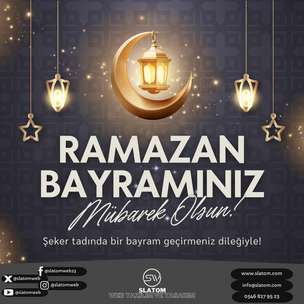 SlatomWeb's tweet photo. Ramazan Bayramınız mübarek olsun! Sevdiklerinizle birlikte huzur, sağlık ve mutluluk dolu bir bayram geçirmenizi dileriz. ✨🌙 
#RamazanBayramı
 #BayramınızMübarekOlsun https://t.co/dgiNGYzeO5
