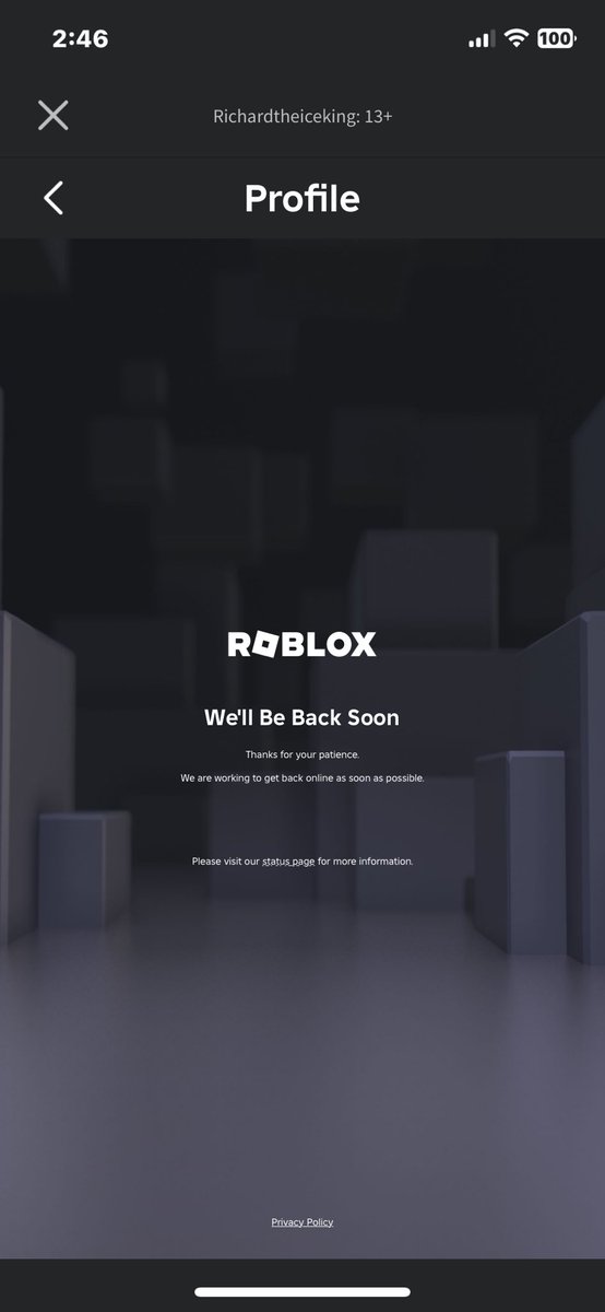 Richard68945's tweet image. Roblox is down #Robloxisdown