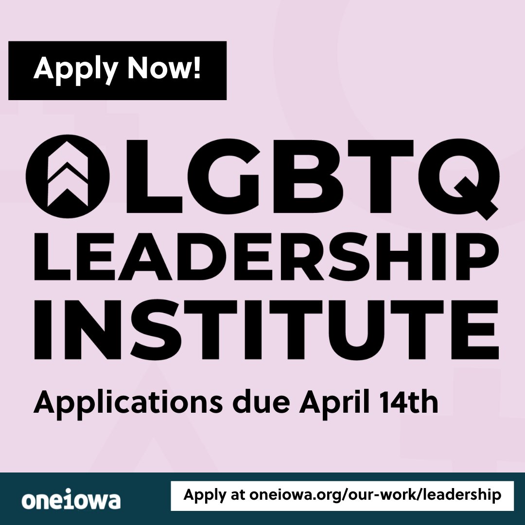 Apply Now! applications for the one Iowa LGBTQ Leadership Institute are now open. Application are due April 14th.
oneiowa.org/our-work/leade…