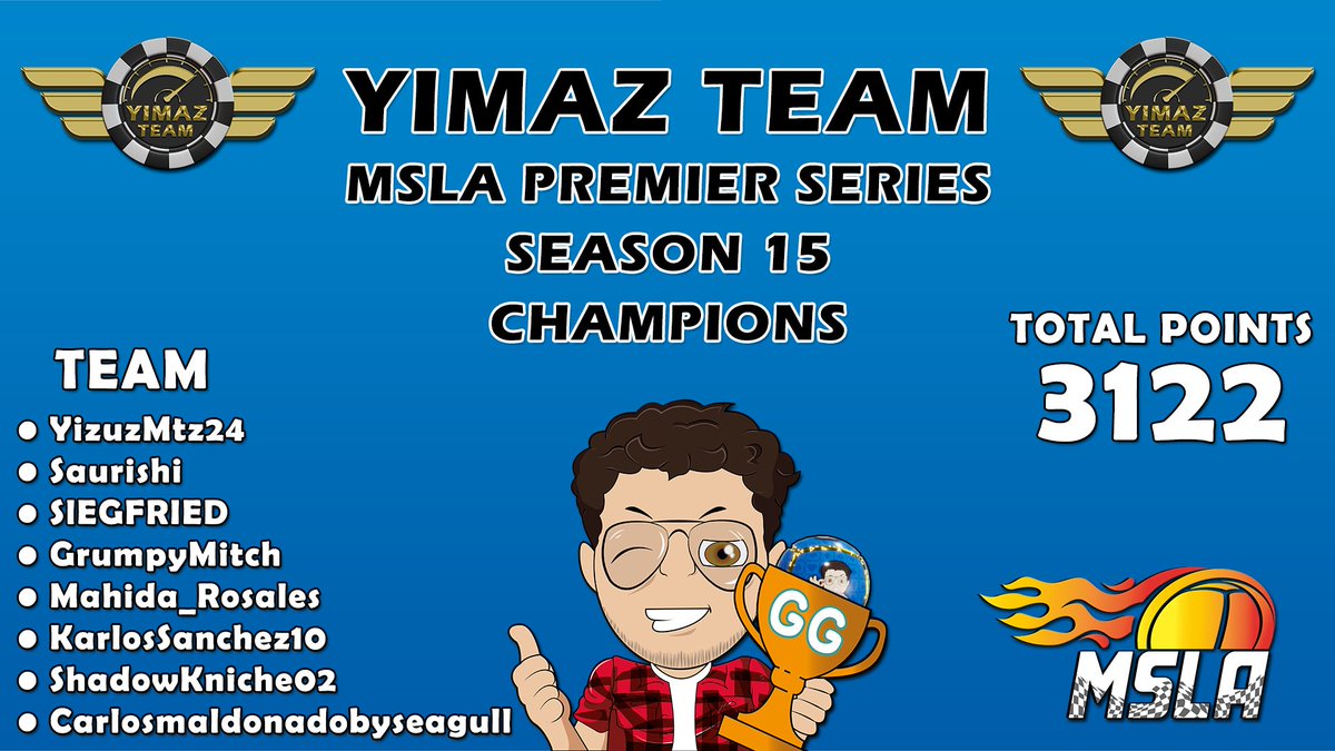 Que emocion conseguir el Primer lugar con mi equipo #YimazTeam en la Season 15 de la MSLA Premier Series!!! Gracias a <a href="/MSLARacing/">MSLA Racing</a> por seguir con este genial evento y sobre todo gracias al equipo por segui participando en las carreras!

#MarblesOnStream #Champions #MSLA