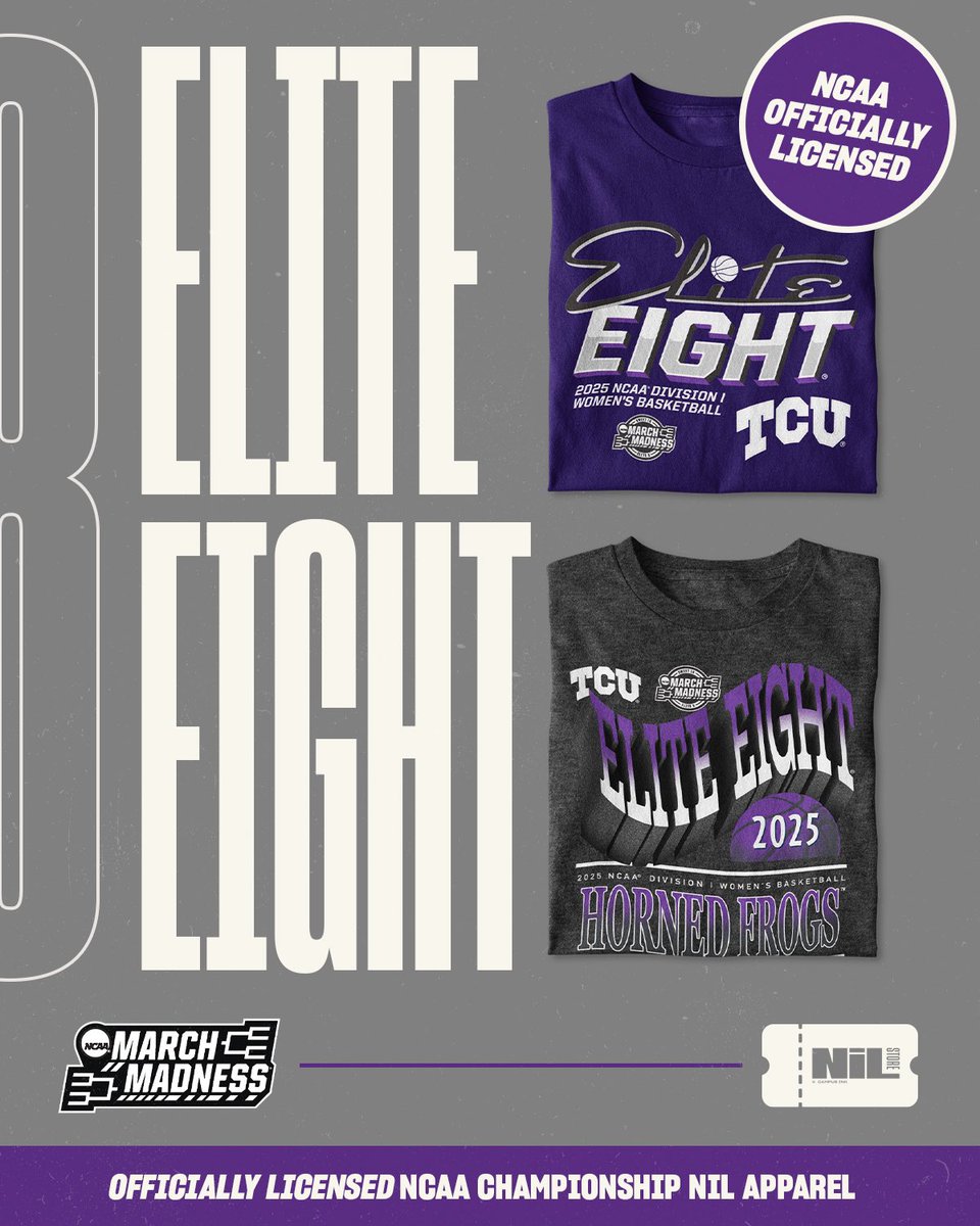 The NIL Store (@nil_store) on Twitter photo FROGS IN THE ELITE EIGHT FOR THE FIRST TIME!!
Shop the merch they pays back the players from the <a href="/TCUNILStore/">TCU NIL Store</a>: nil.store/tcu/collection… FROGS IN THE ELITE EIGHT FOR THE FIRST TIME!!
Shop the merch they pays back the players from the <a href="/TCUNILStore/">TCU NIL Store</a>: nil.store/tcu/collection…