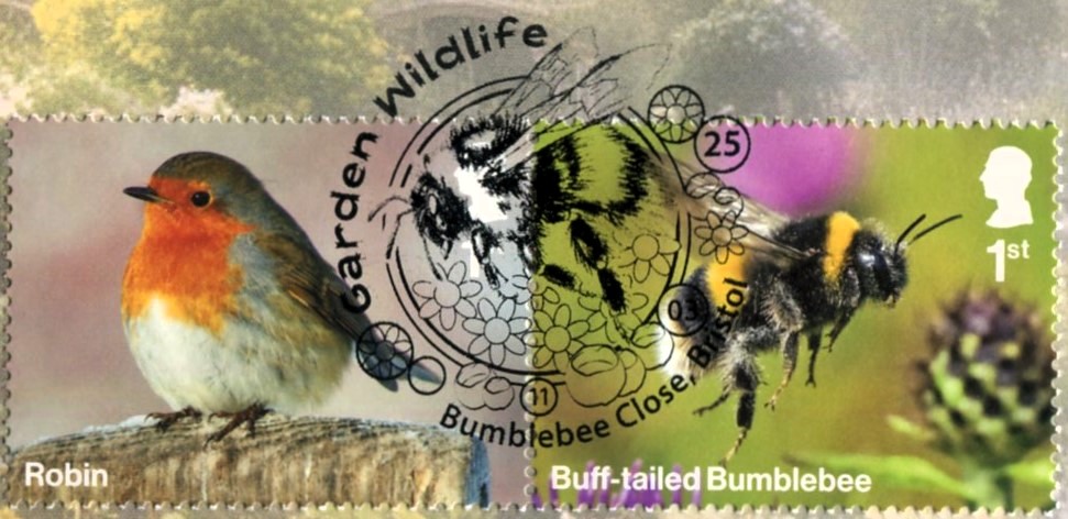 Two welcome visitors to any garden or green space.
2025: Garden Wildlife
#philately #stamps #bee #bird #postmark