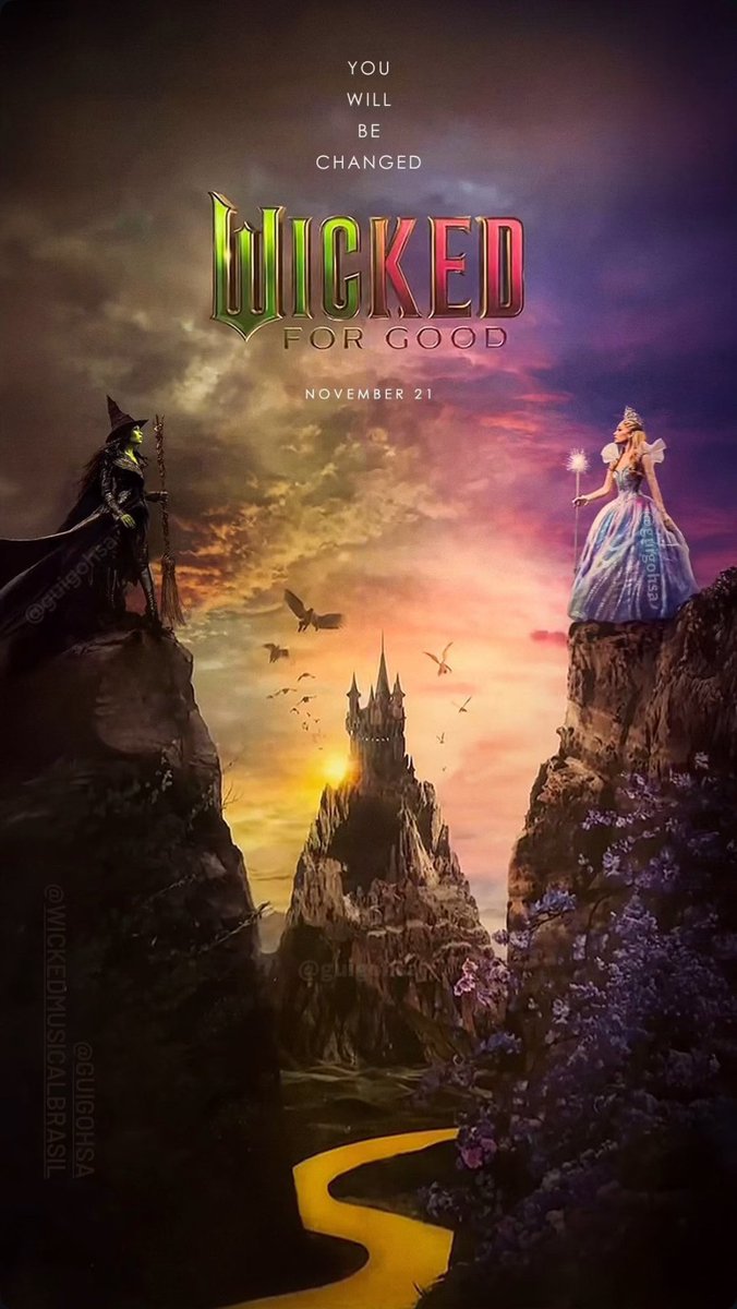 wickedupdate's tweet photo. The new ‘Wicked: For Good’ poster in higher quality. https://t.co/BYI10CCMDR