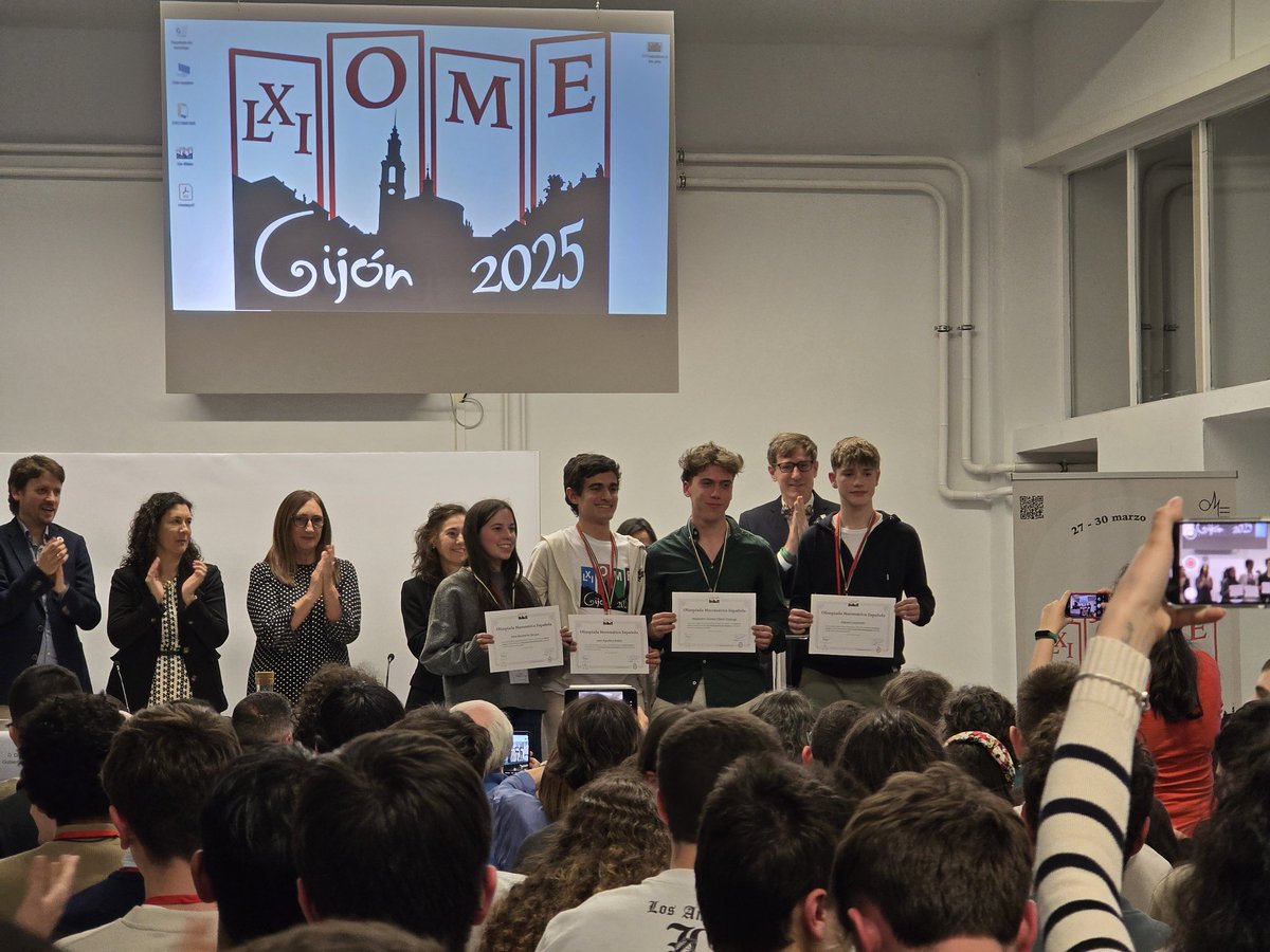 Empate en la posición 7 de la LXI Olimpiada Matemática Española para: Alejandro Gómez-Olano Espluga (Comunidad de Madrid), Daniel Carpenter (Cataluña), Iván Aguilera Rollón (Comunidad de Madrid) y Vera Morancho Bargas (Cataluña). 
¡Impresionante trabajo, muchas felicidades!