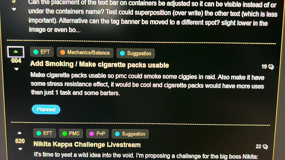 deepfrieddave's tweet image. someone has @AquaFPSgaming in mind on cigarettes in Escape from Tarkov. And it’s getting traction on the tarkov.community website