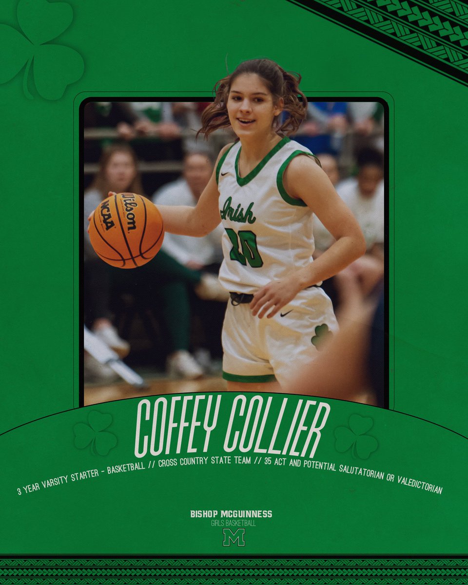 Coffey Collier
☘️Three Year Varsity basketball starter
☘️All State Team Cross Country
☘️35 ACT
☘️4.5 Weighted GPA
☘️Valedictorian or Salutatorian
☘️Varsity letter in three different sports!

Can guard your best player!