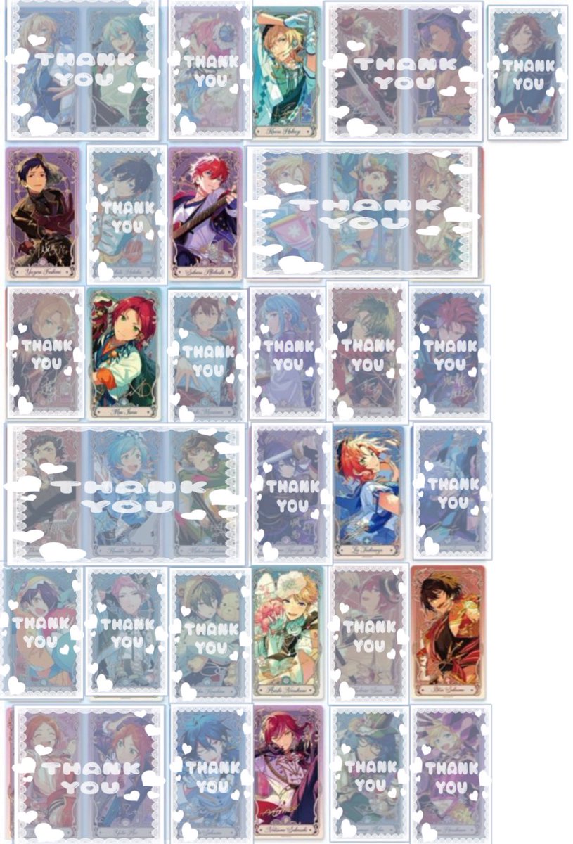 【譲渡】あんスタ 偶像梦幻祭 流光クリアカード

譲：*薫 弓弦 スバル 真緒 レオ 嵐 凛月 夏目 

求：かかった金額+送料

1BOX予定
薫は再交換分のためお取り引き開始まで少しお時間いただきます

なるべく迷子の出ない組み合わせ優先です
検索からもお気軽にお声掛けください🌷
