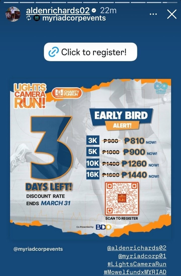 🏃‍♀️ Run, Support, and Make a Difference! 🏃‍♂️
Get ready to lace up your running shoes for a fun-filled day of fitness and giving back! Whether you're an experienced runner or just looking to have some fun, this event is for everyone.
#ALDENRichards