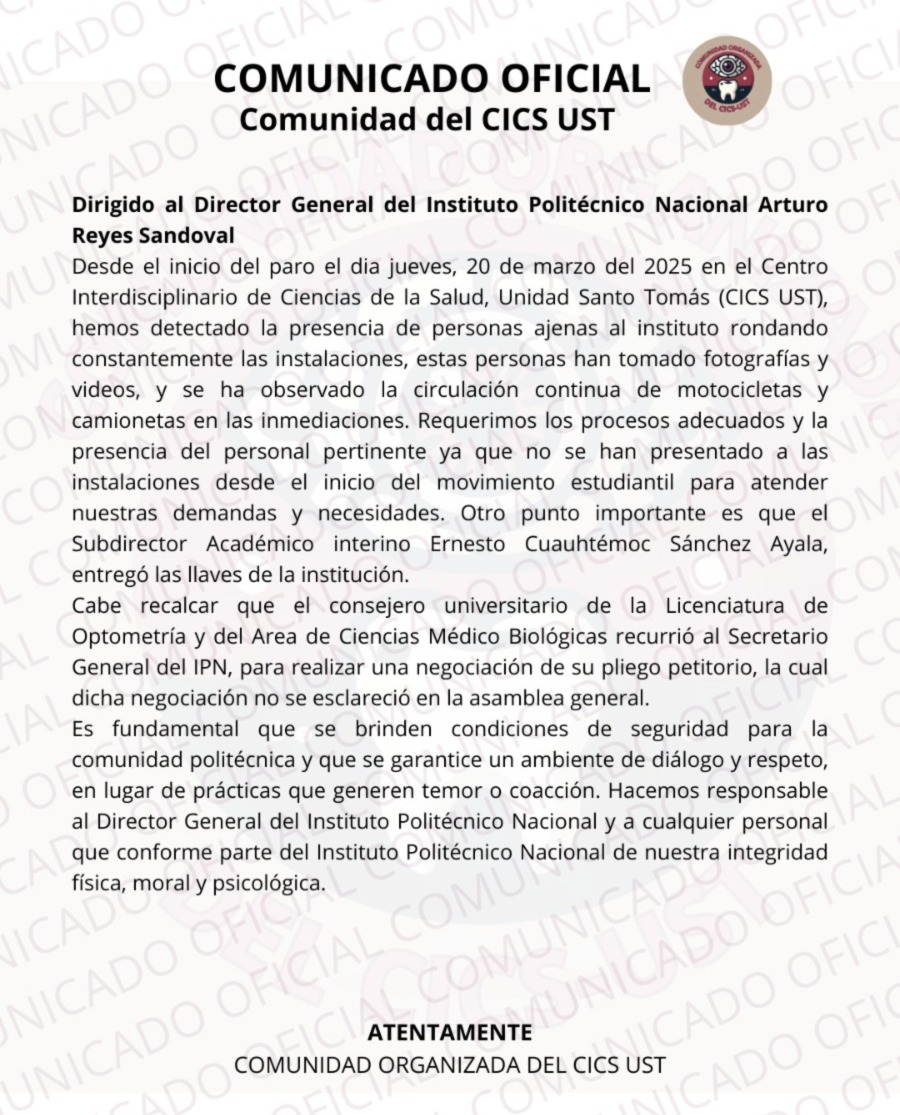 SembradeGritos's tweet photo. Dirigido al Director General del Instituto Politecnico Nacional @ArturoReyesS_  
#CICS #IPN #MOVIMIENTOESTUDIANTIL https://t.co/Xfc1q3xIno