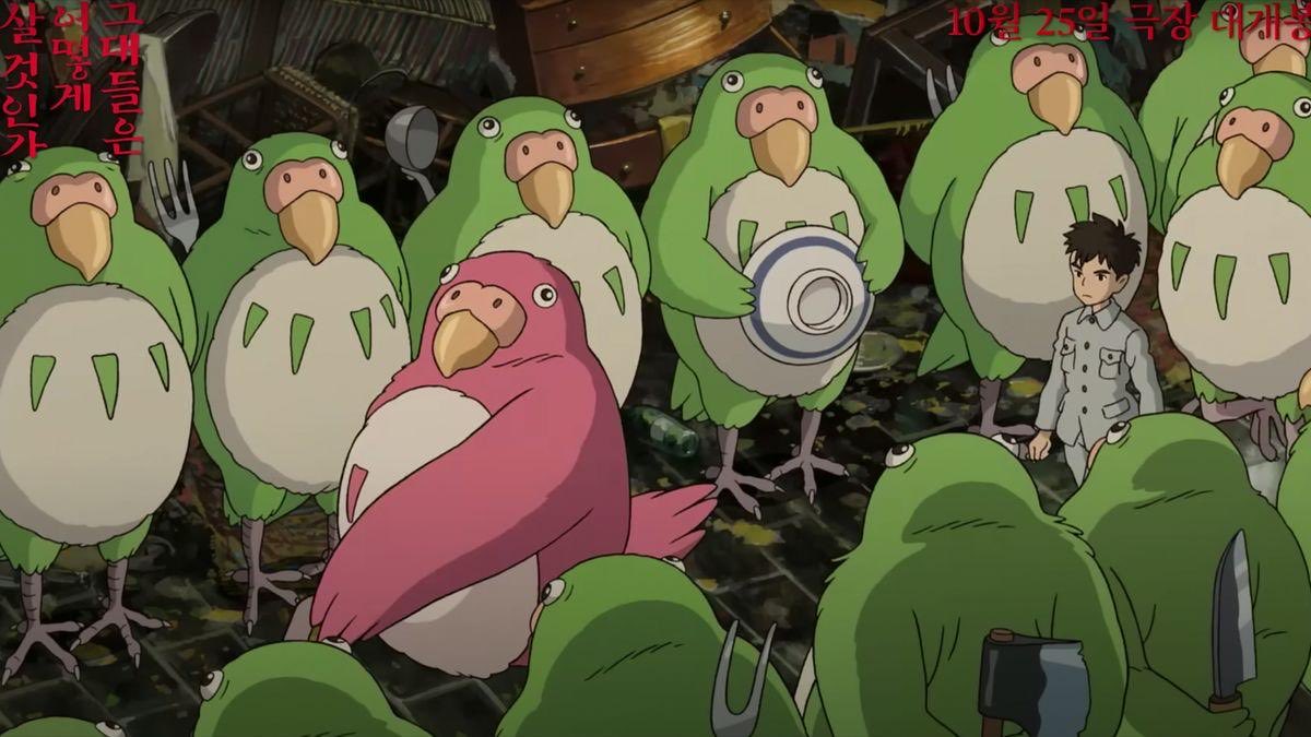 ___frye's tweet image. i think some of you are ghibli posers

because there’s a whole plot point in the latest movie about a kingdom of mindless parrots who only consume slop

and nobody’s even mentioned it