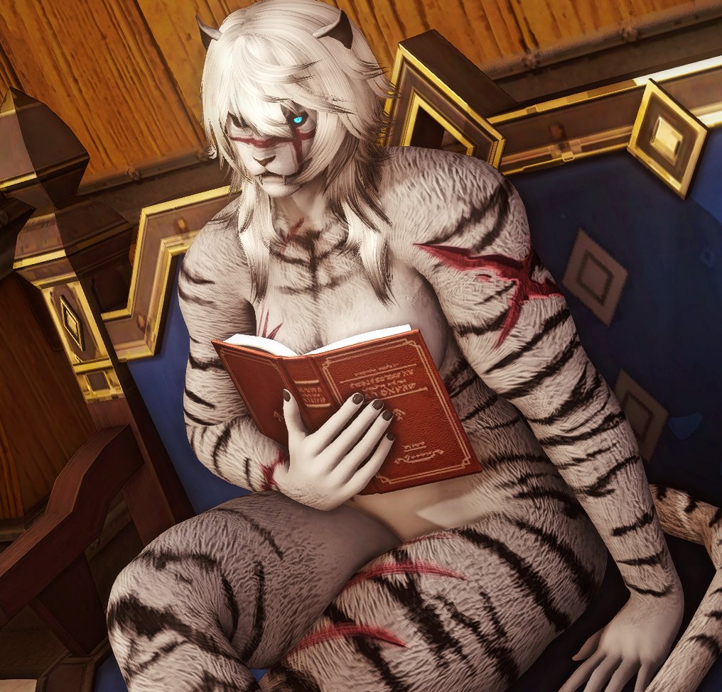 I'm joining in on that silly book trend.

"No, I will not be lowering my book."
#Hrothgar #Hrothgal #Femhroth #ffxivlewds