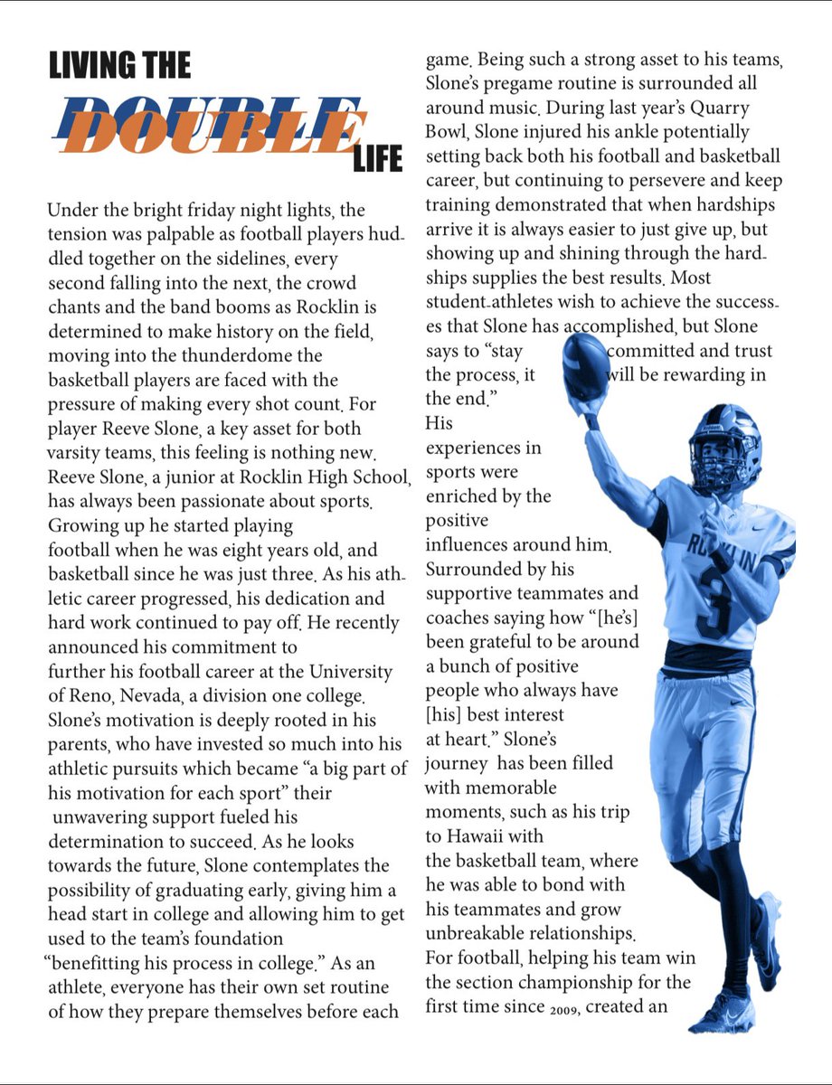 SloneReeve's tweet image. Thank you Emma from @RocklinMedia for the great article. I am blessed to be a part of such a great school and community. Looking forward to my senior year!
