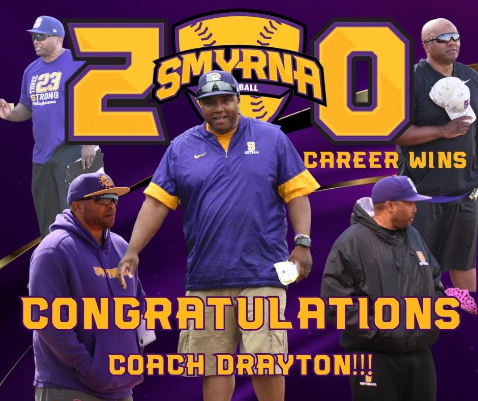 Smyrna Athletics (@smyrnaathletics) on Twitter photo Congrats to Coach Drayton on 200 career wins as Head Coach <a href="/SMYRNASOFTBALL/">SHSSOFTBALL</a> ! Congrats coach and we can’t wait to see you win many more! #OnlyOneSHS <a href="/SmyrnaBulldog/">Smyrna Bulldog</a> 🟣🟡🐶 Congrats to Coach Drayton on 200 career wins as Head Coach <a href="/SMYRNASOFTBALL/">SHSSOFTBALL</a> ! Congrats coach and we can’t wait to see you win many more! #OnlyOneSHS <a href="/SmyrnaBulldog/">Smyrna Bulldog</a> 🟣🟡🐶