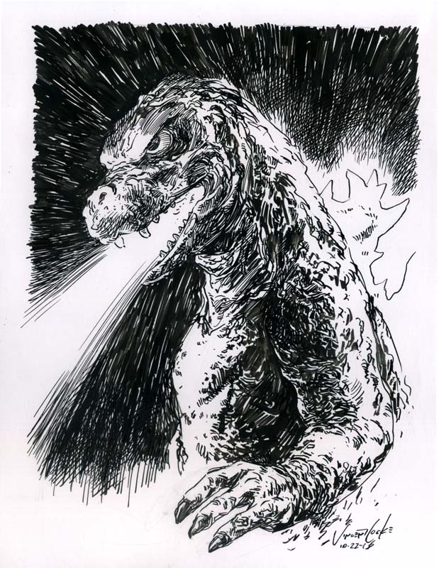 Watching Godzilla on <a href="/Svengoolie/">Svengoolie</a> and working.....
.
.
.
#godzilla #svengoolie #sketch