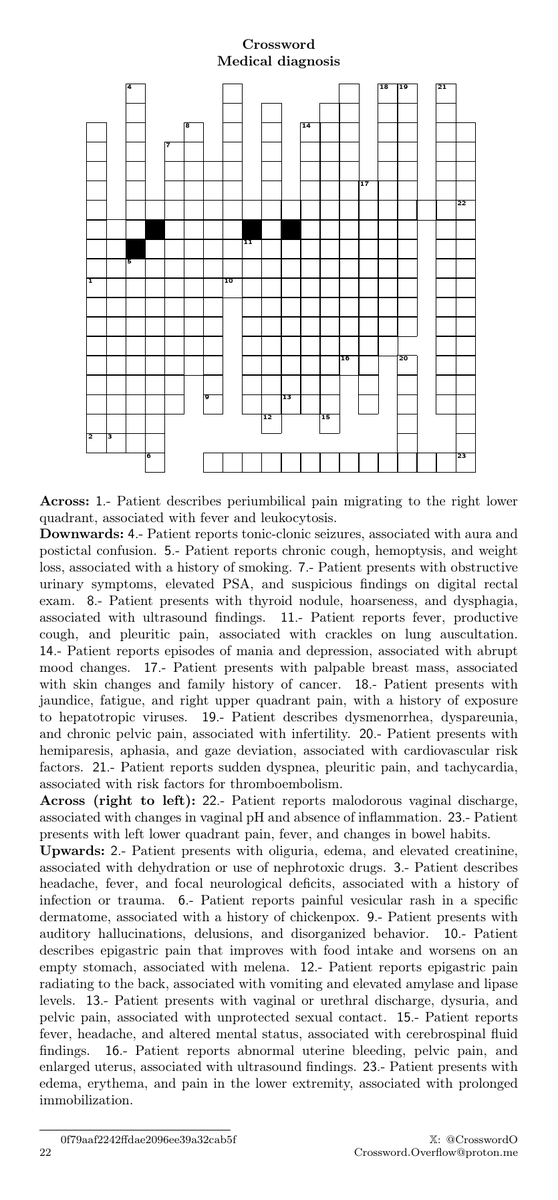 CrosswordO's tweet photo. Can you name a 5-letter diagnostic tool used to check reflexes? 🩺 #MedTrivia #PuzzleTime #MedTrivia #PuzzleTime #Diagnosis #Healthcare #0f79aaf2242ffdae2096ee39a32cab5f #22 https://t.co/6HXeTjFh0x