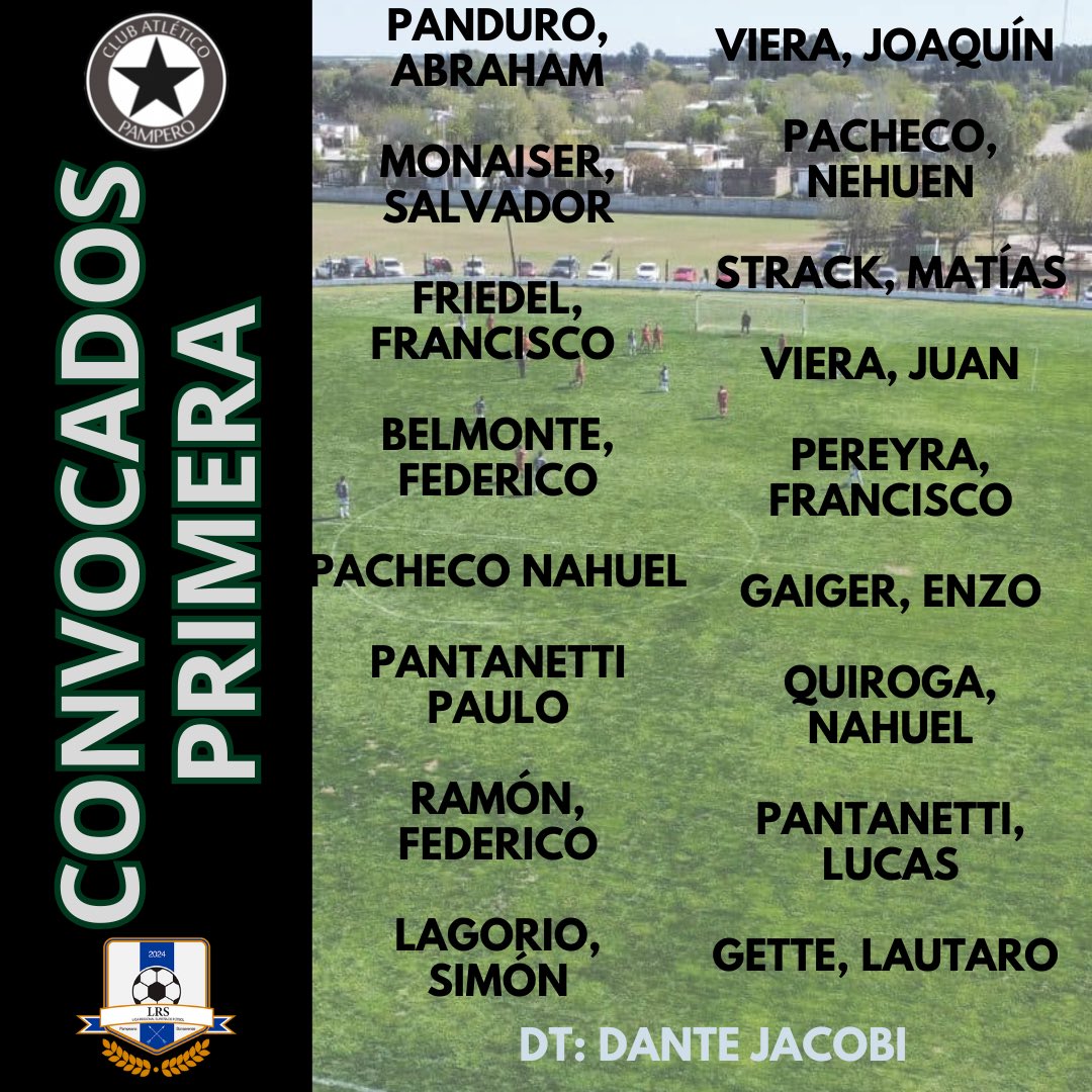 Mañana debutamos en casa frente a Argentino y estos son los convocados de las 3 categorías🙌

⏰Senior 12 hs
⏰Reserva 14 hs
⏰Primera 16 

#pamperova #pamperoespueblo
