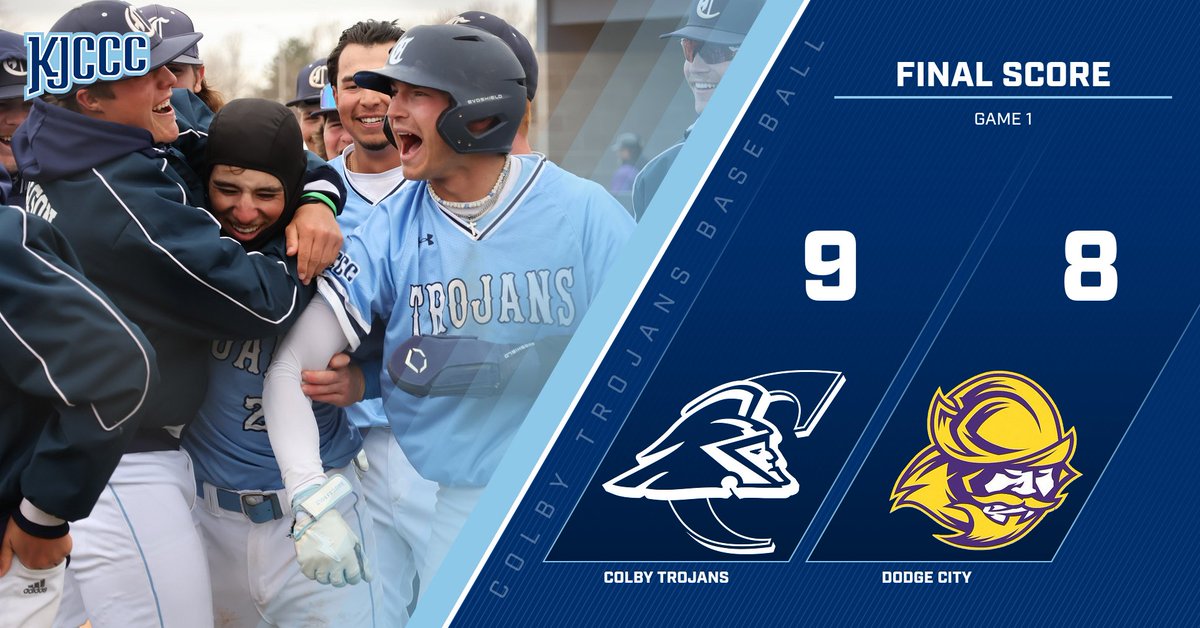 BSB: Game 1 Final
The Colby Trojans had an exceptional finish in Game 1 of today's double header, defeating Dodge City 9 - 8. #BleedBlue #FightOn