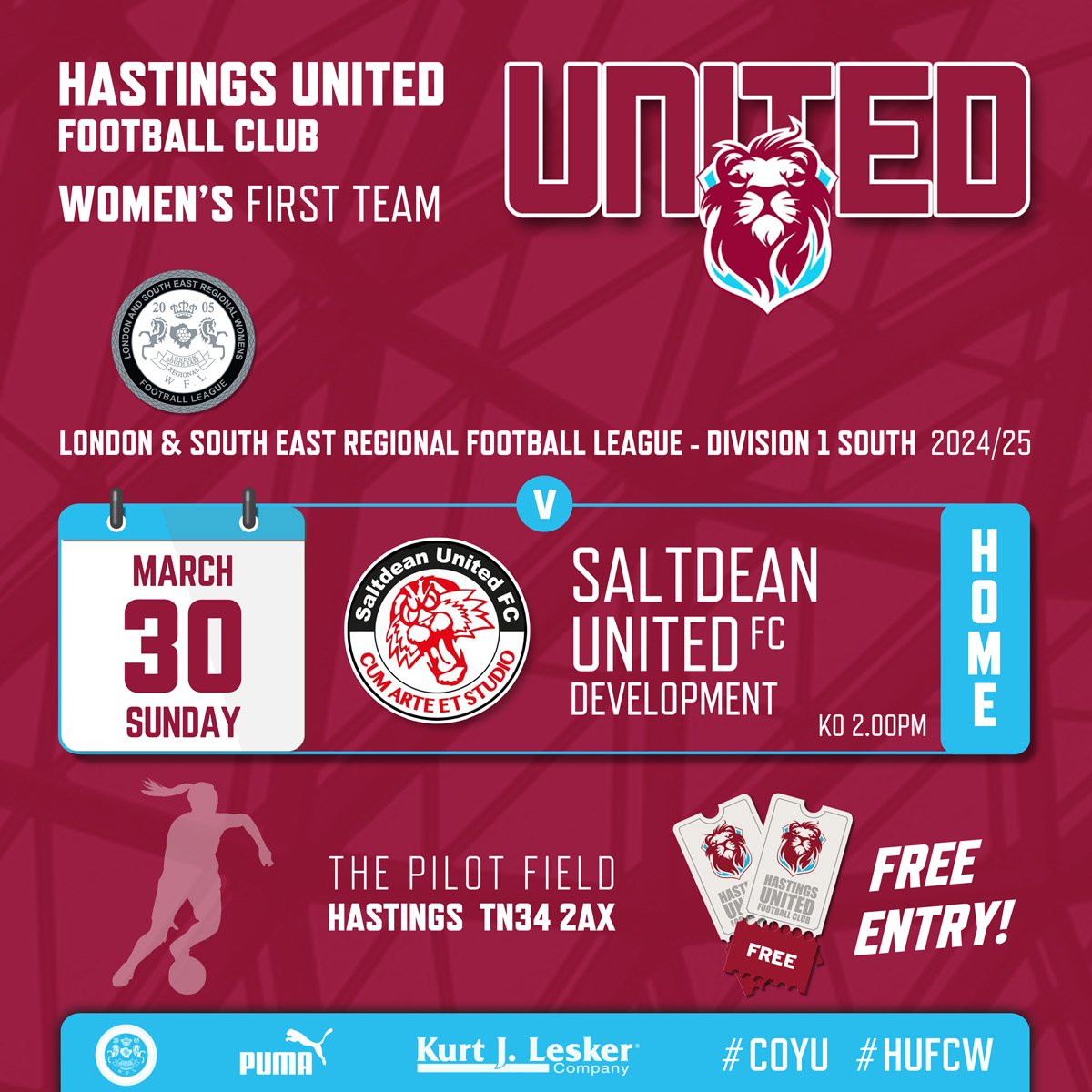 Hastings United Women (@hastingsufcw) on Twitter photo 🕑 𝕋𝕆𝕄𝕆ℝℝ𝕆𝕎 🕑
🗓 Sun 30th March
⏰ 2pm
🆚 <a href="/SaltdeanWomenFC/">Saltdean United Women FC</a> Development
🏆 @LSEWomensFl
🏟 The Pilot Field
🎟 FREE
#COYU
#Matchday
#HUFCW 🕑 𝕋𝕆𝕄𝕆ℝℝ𝕆𝕎 🕑
🗓 Sun 30th March
⏰ 2pm
🆚 <a href="/SaltdeanWomenFC/">Saltdean United Women FC</a> Development
🏆 @LSEWomensFl
🏟 The Pilot Field
🎟 FREE
#COYU
#Matchday
#HUFCW