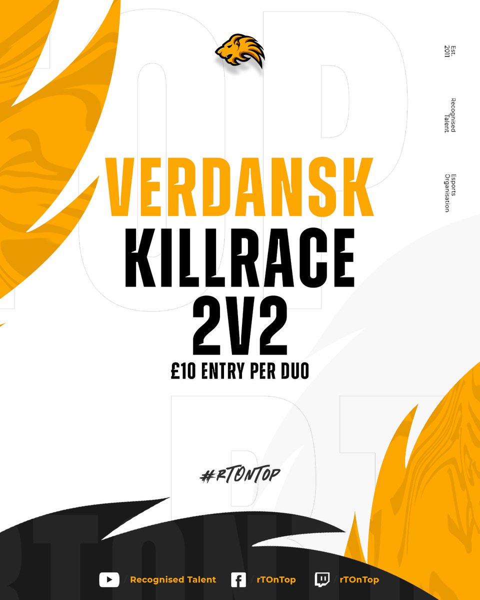 rTOnTop's tweet image. VERDANSK 2V2 KILLRACE 

🪂 2V2
💷 £10 Per Duo
📅 4th APRIL 
🕡 6:30PM Start Time
💰 100% PAYOUT
🗺Best of 2 maps (3rd map if tied)
 ⬇ Losers Bracket BO1

🥇 1st Place = 80% PAYOUT
🥈 2nd Place = 20% PAYOUT

Join discord here to sign up: discord.gg/gjZjaQHu9H

#rTOnTop…