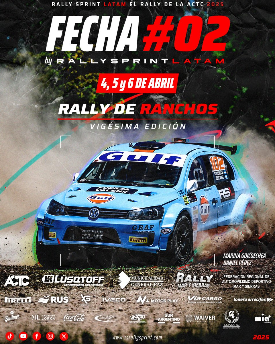 El próximo fin de semana el #rallysprintlatam llega por primera vez a Ranchos junto al @rallymarysierras 🙌🏼

Subite al Siguiente Nivel 🔝 y forma parte del Rally de la ACTC.

Inscribte en rsrallysprint.com ¡No te lo pierdas!

#rally #actc #rallyranchos