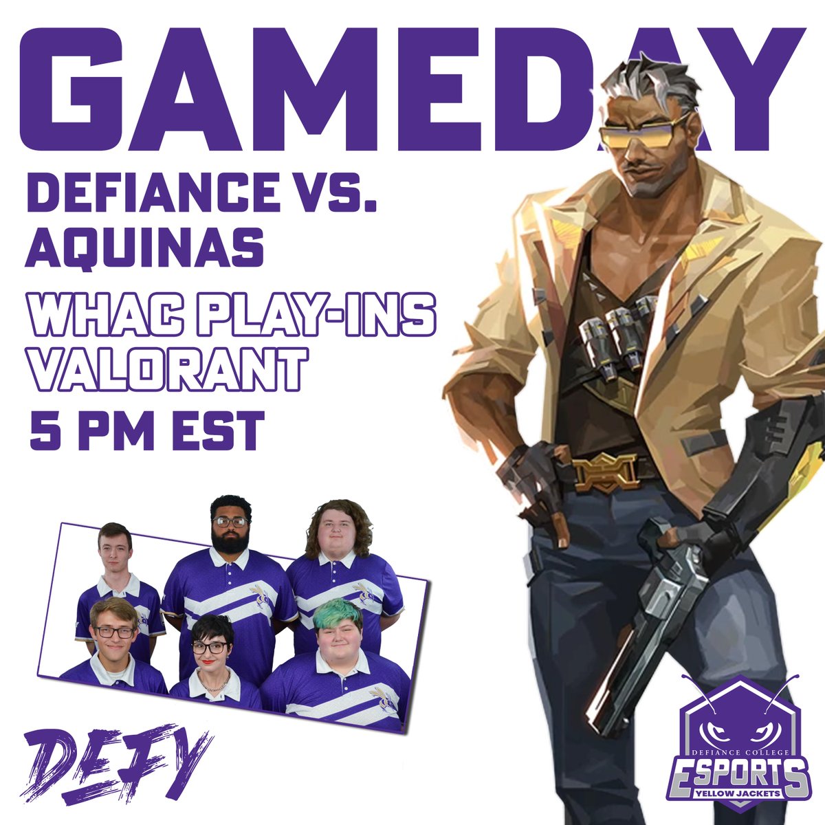 Big rematch for round 1 of the WHAC Play-Ins!

🆚: <a href="/AquinasEsports/">Aquinas Esports</a>  
 🎮: Valorant
🕚: 5:00 PM
📍: The DEL

𝓦𝓮 𝓶𝓸𝓿𝓮 #Defy