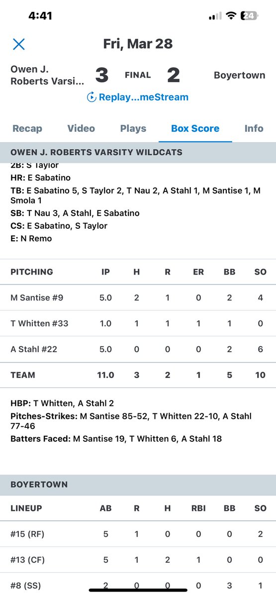⁦<a href="/AdamStahl22/">Adam Stahl</a>⁩ w/ 5 no hit innings. Let’s go!  ⁦<a href="/cgofpa/">Complete Game of PA</a>⁩