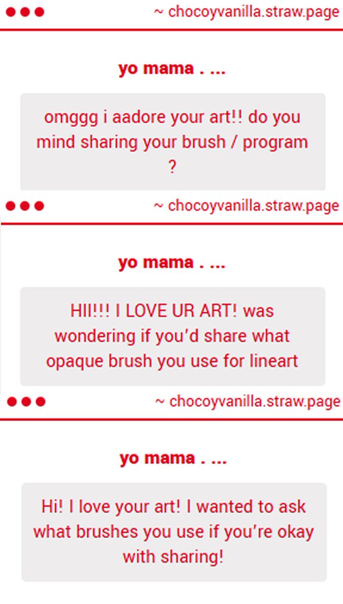 chocoyvanilla's tweet image. haii many ppl hav been asking so here ive compiled the brushes ive been consistently using latelyy :3 and i use clip studio paint! ive linked some more brushes below!!