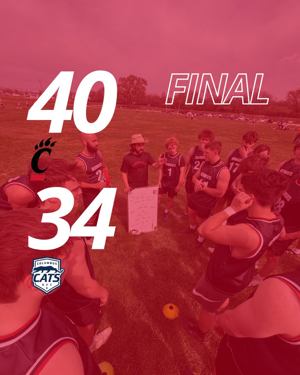 Bearcats win!! Thank you to <a href="/columbusfooty/">Columbus Cats</a> for coming out! #AussieRules <a href="/USAFL1997/">USAFL</a>