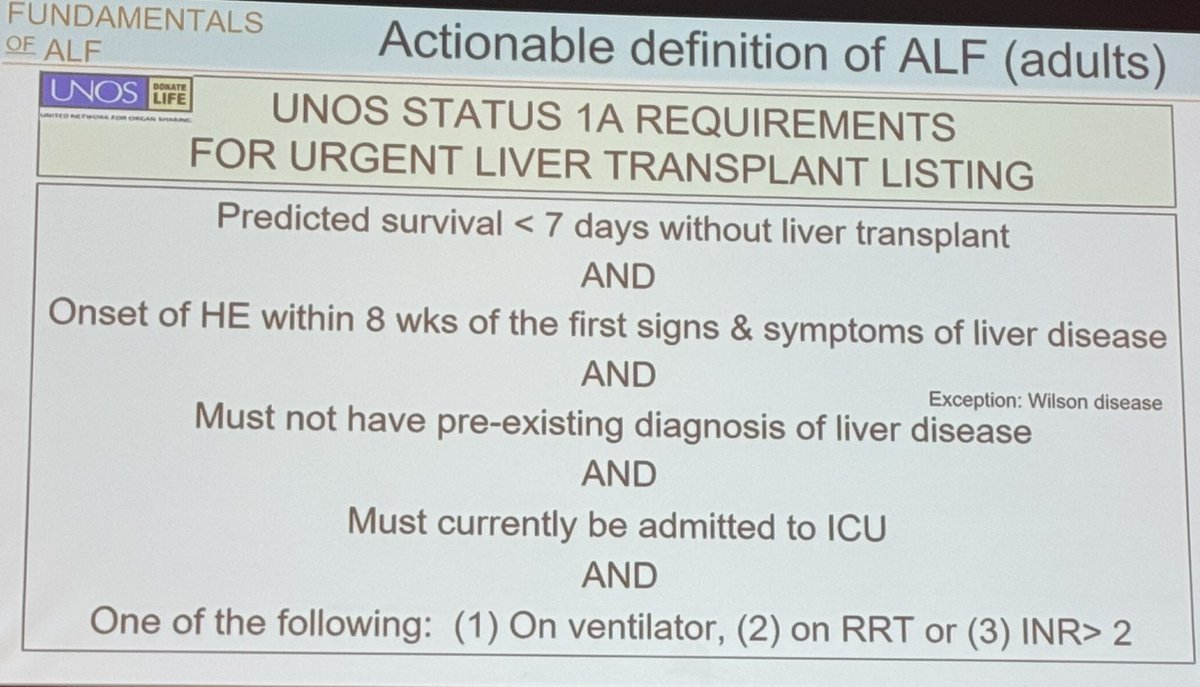 Carl Kay, MD (@carlkaymd) on Twitter photo Actionable Definition of Acute Liver Failure
▪️Predicted survival <7d without LT
▪️HE within 8 weeks
▪️No pre-existing dx of liver disease
▪️Currently in ICU
▪️1) Vent, 2) RRT, or 3) INR>2
But must have acute liver injury (see next post)
<a href="/UTHealthGastro/">UT Health Gastroenterology</a> Actionable Definition of Acute Liver Failure
▪️Predicted survival <7d without LT
▪️HE within 8 weeks
▪️No pre-existing dx of liver disease
▪️Currently in ICU
▪️1) Vent, 2) RRT, or 3) INR>2
But must have acute liver injury (see next post)
<a href="/UTHealthGastro/">UT Health Gastroenterology</a>