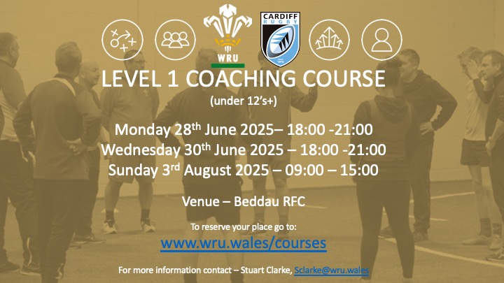 Stuart clarke (@clarkewruedu) on Twitter photo 📢WRU full game Level 1 (u12+) 📢
Calling all under 11 coaches and older, do you need to upskill for the new season.
Check out the WRU evebtbrite page to book your course <a href="/BeddauRFC/">Beddau R.F.C. 🏉</a> . 📢WRU full game Level 1 (u12+) 📢
Calling all under 11 coaches and older, do you need to upskill for the new season.
Check out the WRU evebtbrite page to book your course <a href="/BeddauRFC/">Beddau R.F.C. 🏉</a> .