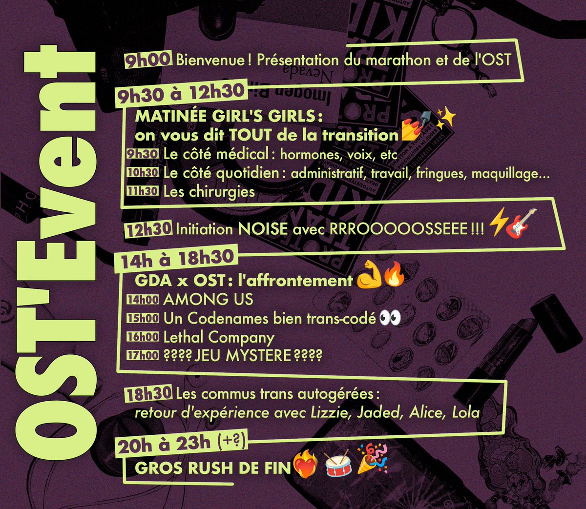 🔥L'OST EVENT c'est DEMAIN🔥

On commence dès 9h en vous racontant TOUT sur comment on transitionne, les détails techniques et les anecdotes.
Et après, on enchaîne sur une aprem et une soirée de jeux et de surprises 👀